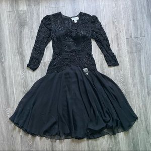 Vintage Splendiferous Westwood Village Sequin Flare Dress black